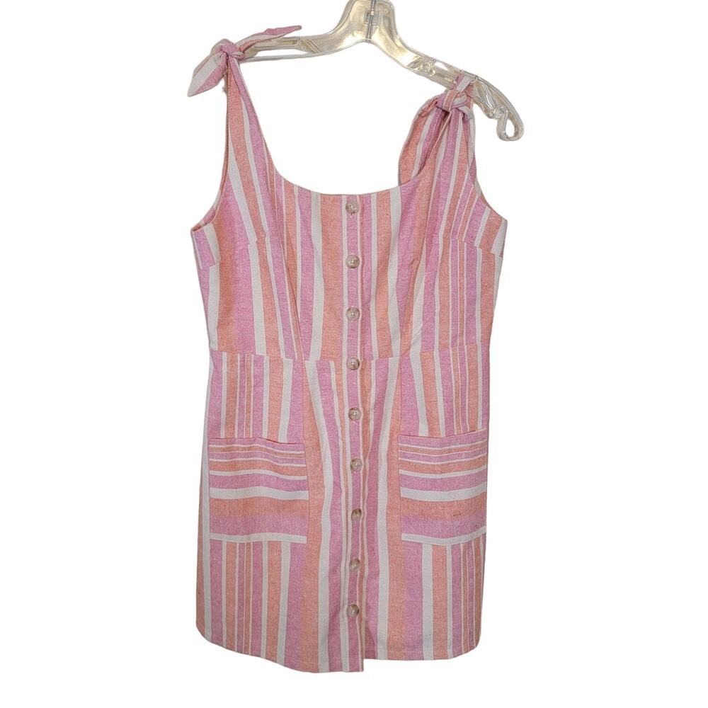 North End Women's Striped Button Up Sleeveless Beach Dress Multicolor SZ Large